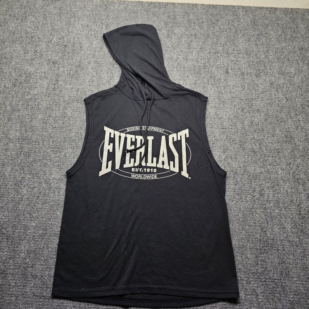 Everlast Mens Sleeveless Hoodie Black Boxing Gym Training Muscle Tank Top Small